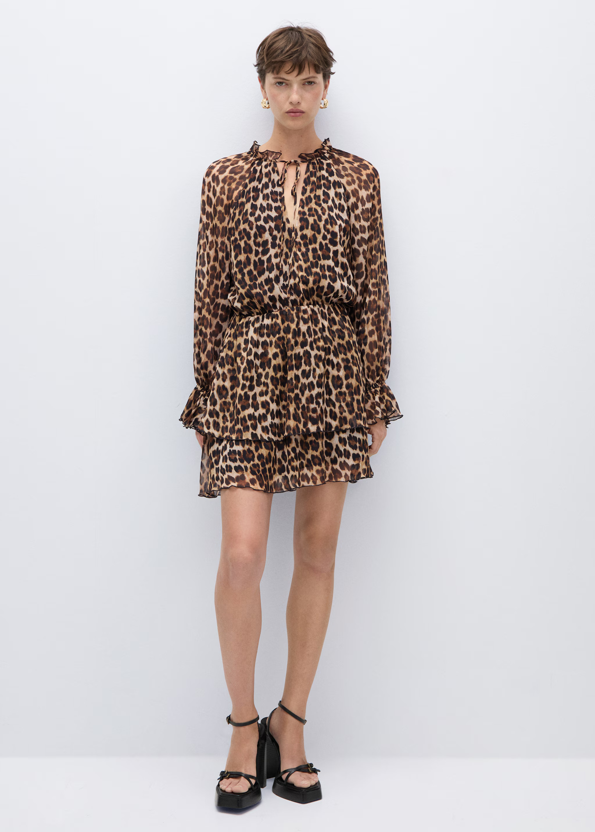 Leopard-print flared dress - Woman | MANGO USA | MANGO (US)