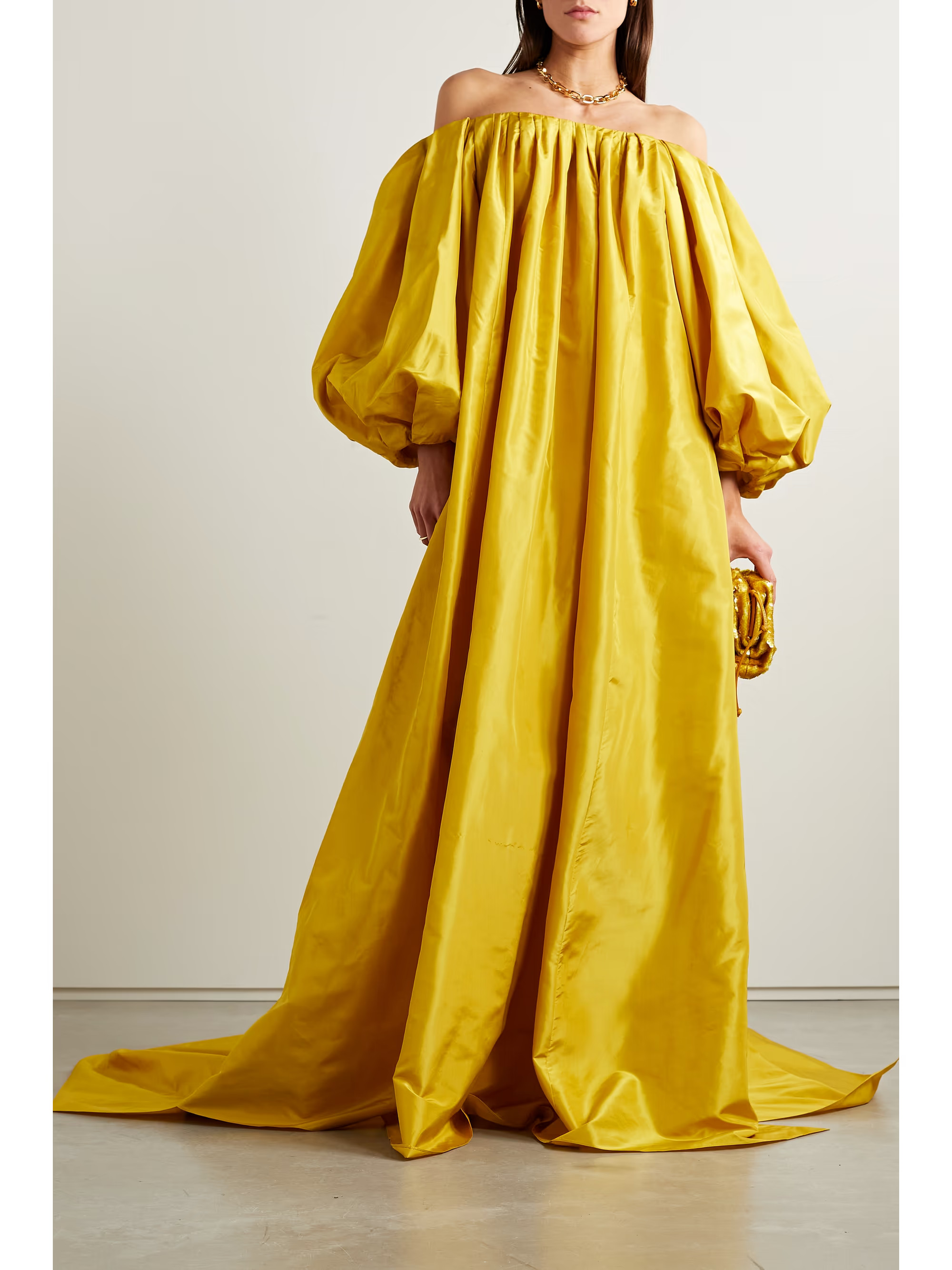 Off-the-shoulder gathered silk-taffeta gown | NET-A-PORTER (US)