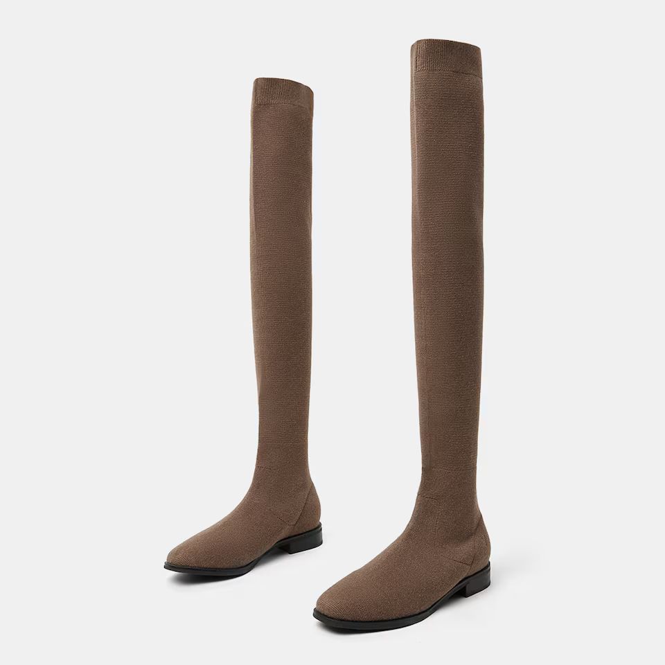 Square-Toe Over-the-knee Boots | VIVAIA