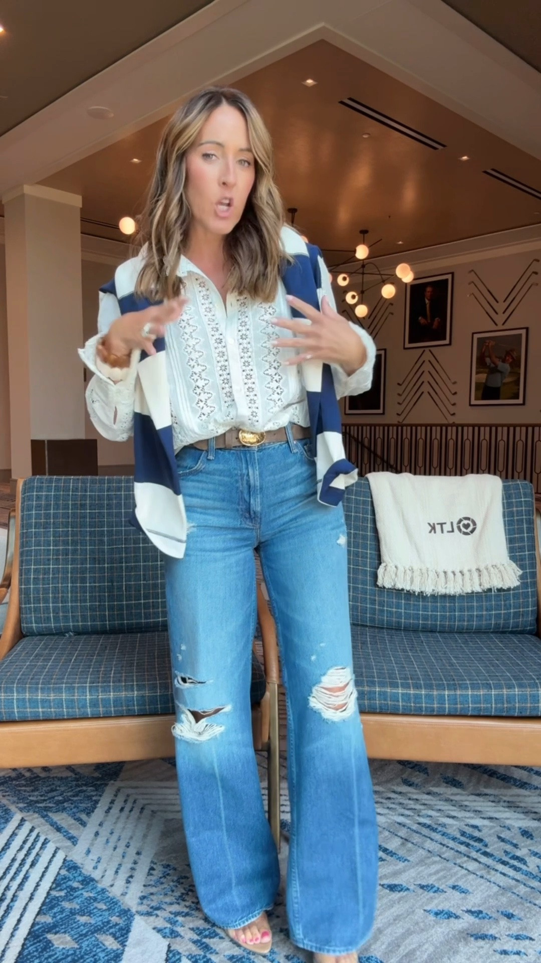 Distressed denim comeback
So cute. 
True size 25 here. May cut the hem. 
XXS stripe top
US2 blouse

#LTKmomlife #LTKSeasonal #LTKOver40
