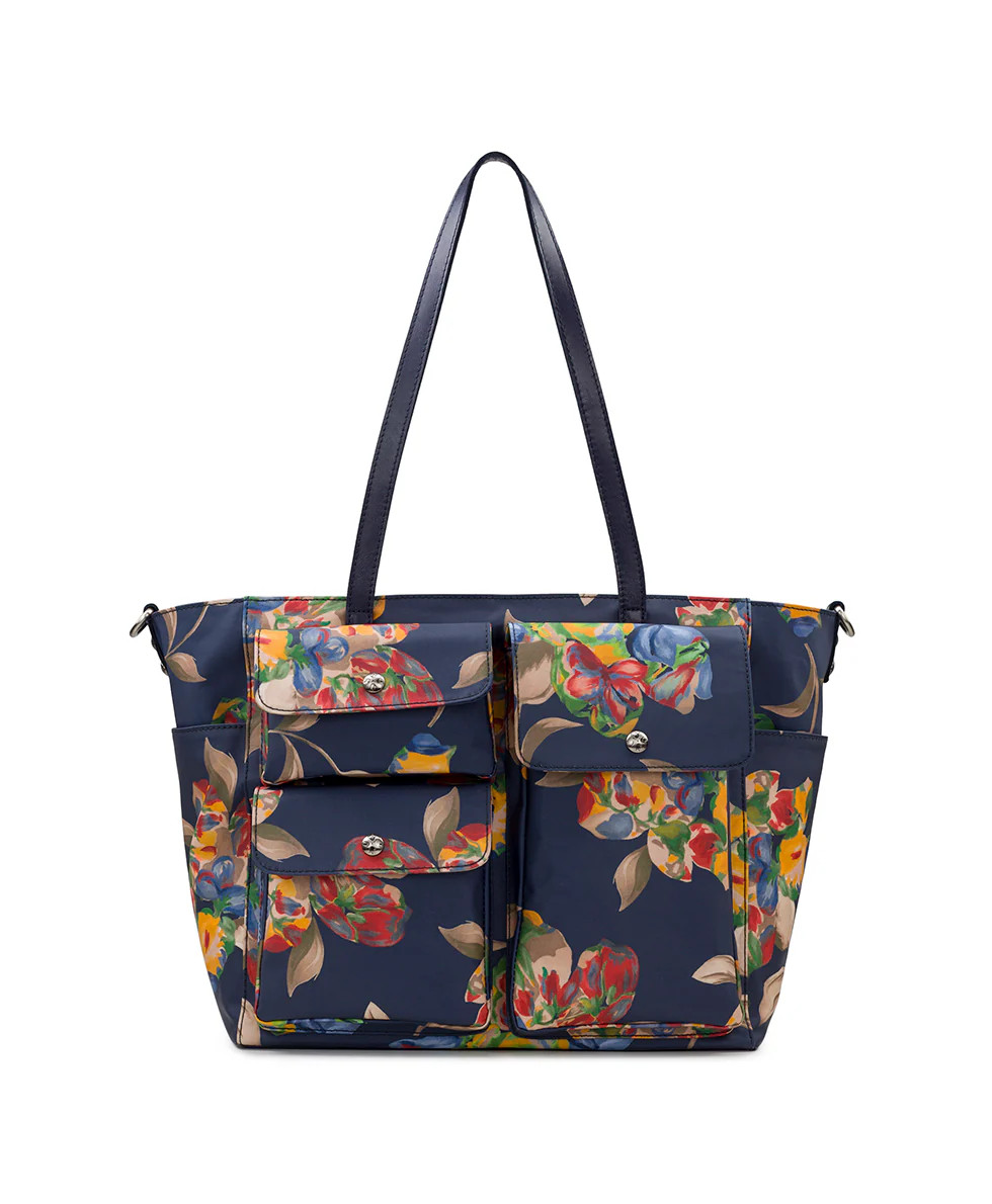 Sorlana Tote 
          Patina Coated Linen Canvas Le Fleur | Patricia Nash Designs