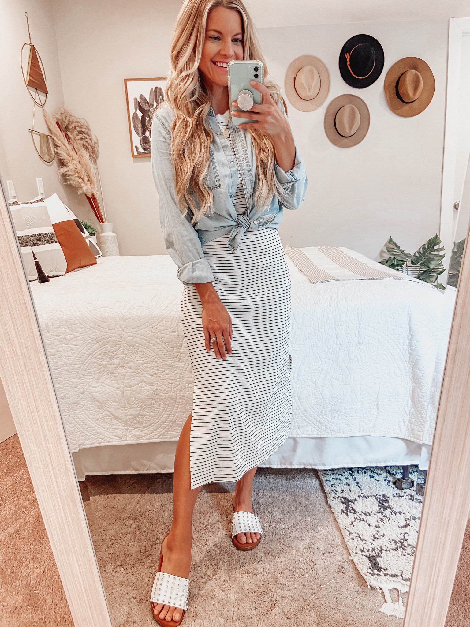 Old pic, but today’s #ootd! I wore this dress to church with a jean jacket this morning, then traded out the jacket for a lighter chambray shirt to go to a flower farm for the afternoon .

#LTKstyletip #LTKover40 #LTKfindsunder50