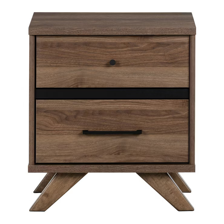 Flam 2 Drawer Nightstand Natural Walnut/Matte Black - South Shore | Target