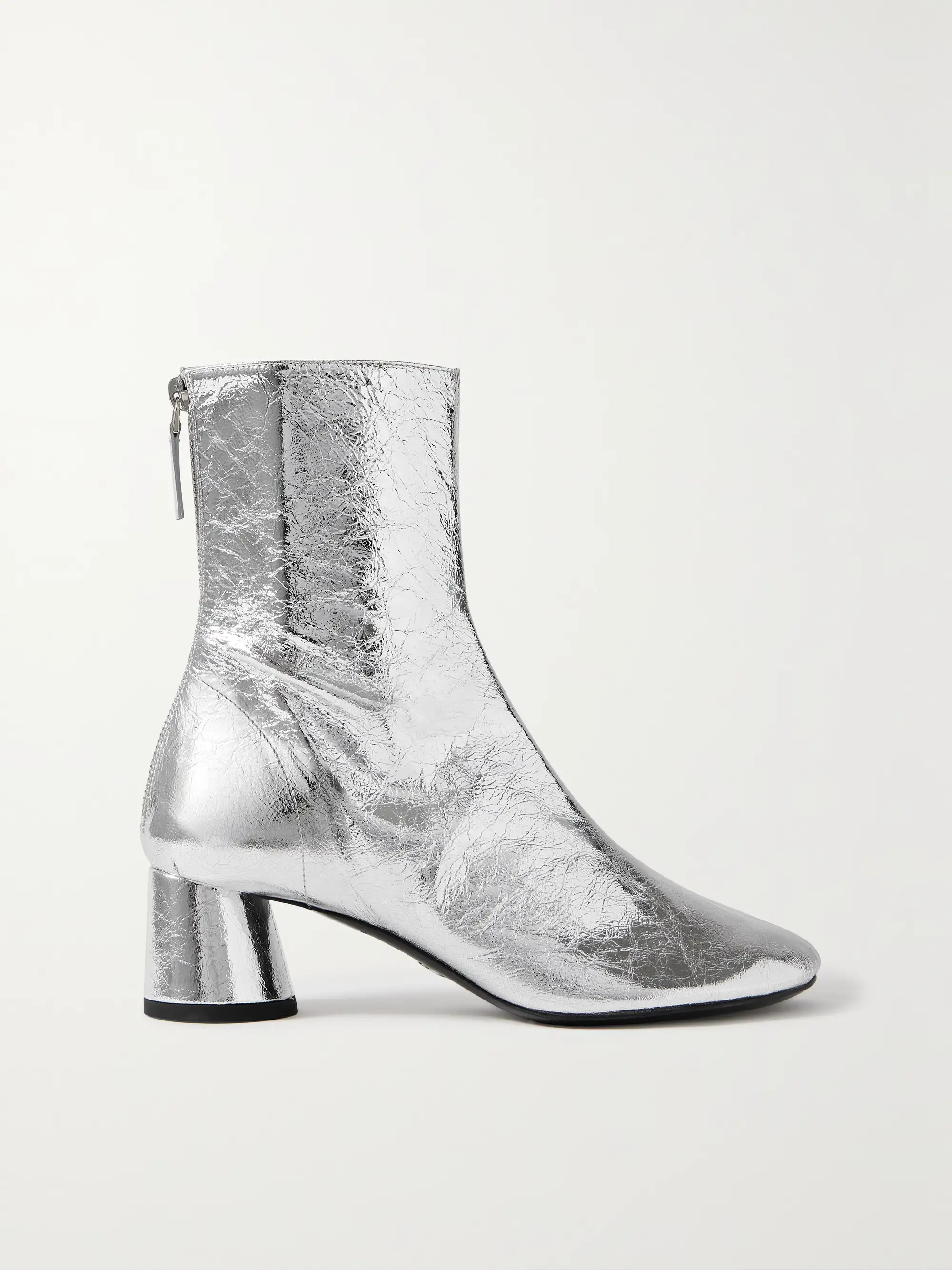 Glove metallic crinkled-leather ankle boots | NET-A-PORTER (US)