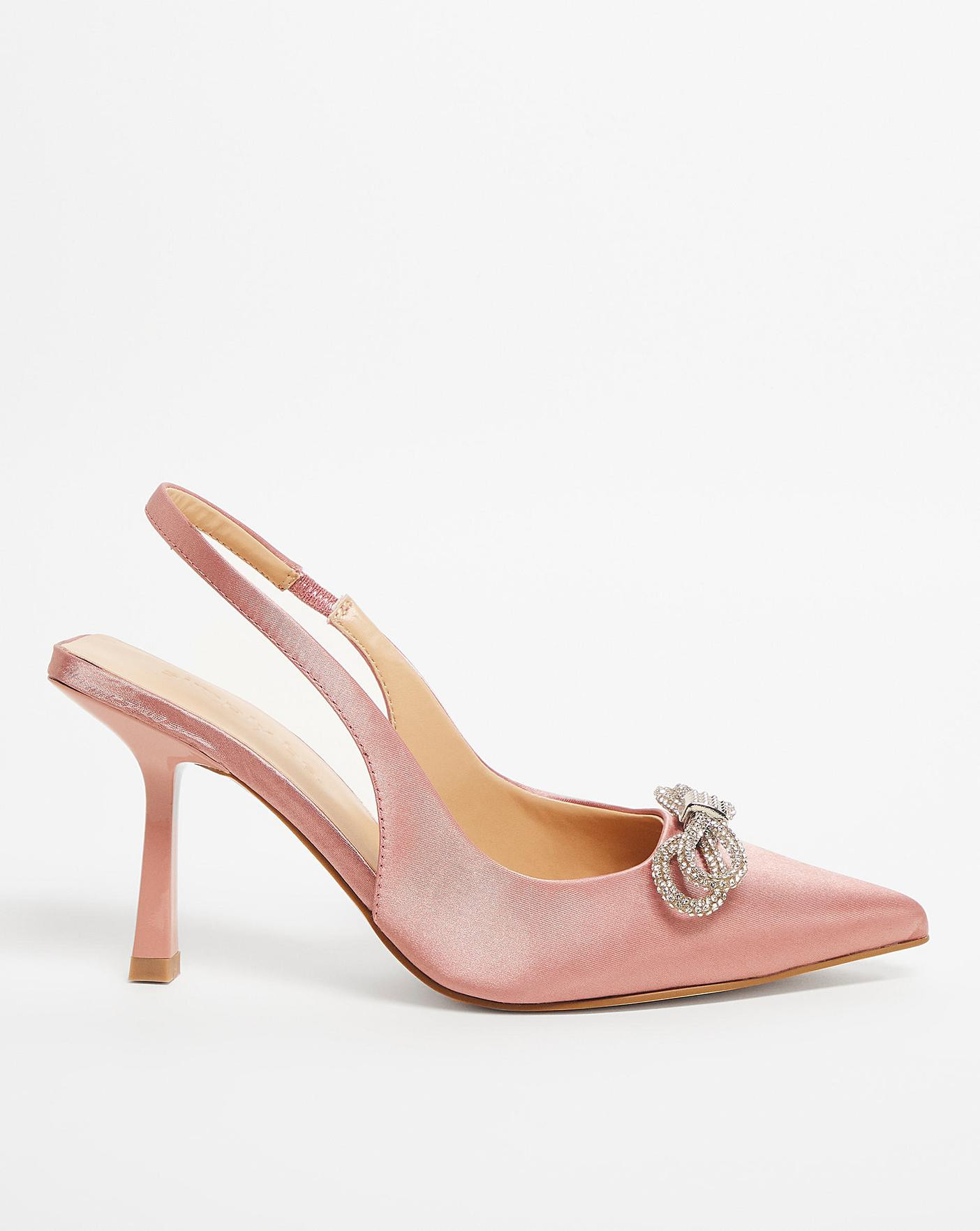 Maz Heeled Pointy Toe Satin Shoes Extra Wide Fit | Simply Be (UK)