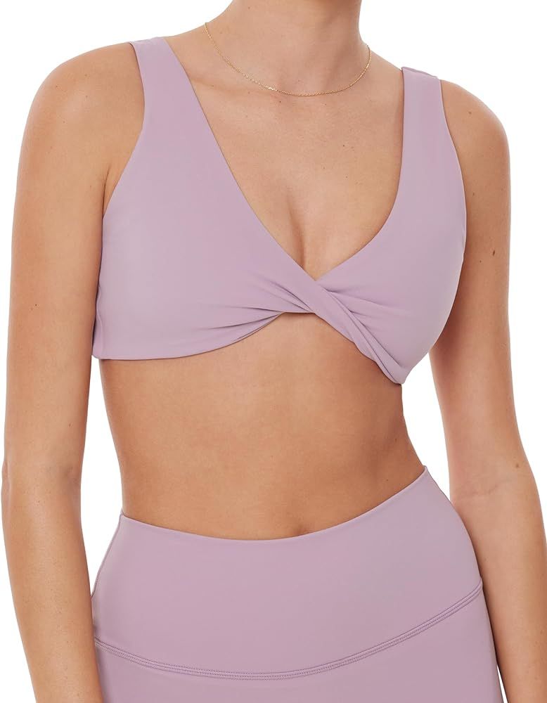 FlexFlow Collection | Women's Twist-Front Moisture-Wicking Reversible Padded Sports Bra | Low Imp... | Amazon (US)