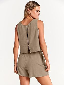 ANRABESS Women’s Summer 2 Piece Outfits Shorts Sets Sleeveless Crop Top Tank and High Waisted S... | Amazon (US)