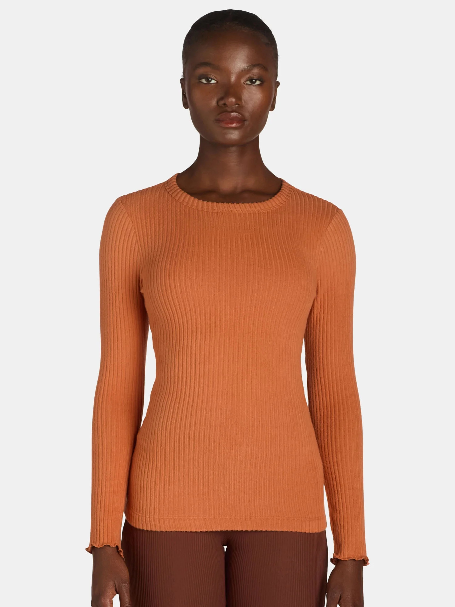 No Boundaries Brushed Crewneck Tee with Long Sleeves, Women's - Walmart.com | Walmart (US)