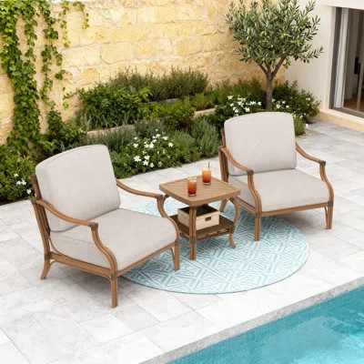 Arcadia Patio 2 Person Aluminum Seating Group Conversation Set With Cushions | Wayfair North America