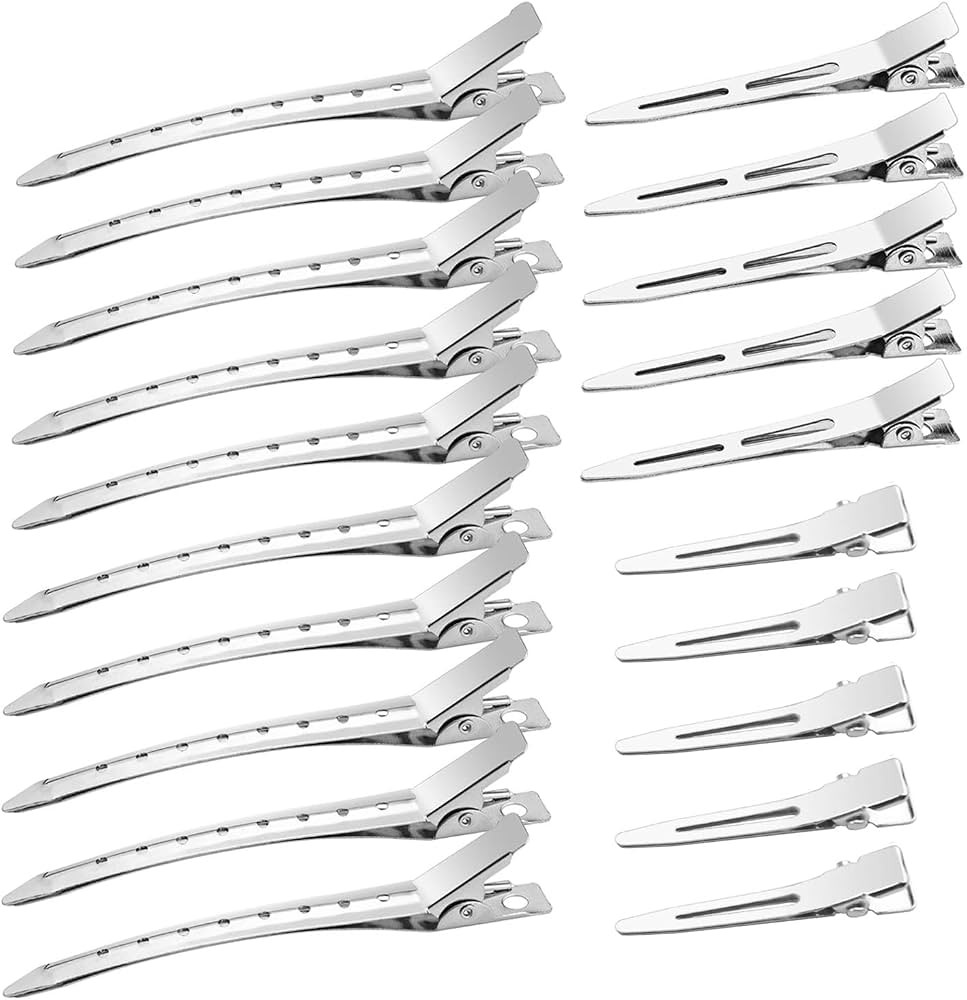WILNAKWEL 40 Pcs Metal Duck Billed Hair Clips for Styling Sectioning,Silver for Women Long Hair, ... | Amazon (US)