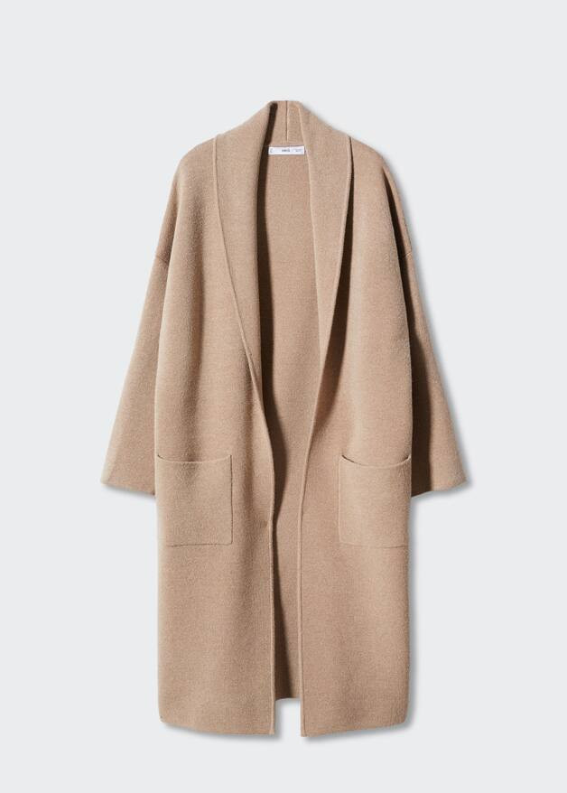 Oversized knitted coat with pockets | MANGO (US)