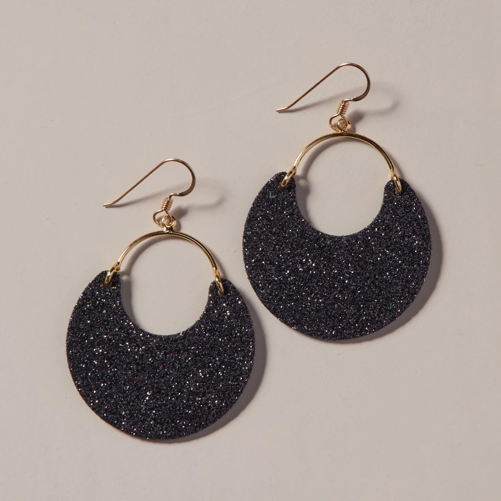 Black Sparkle Ninas | Nickel and Suede