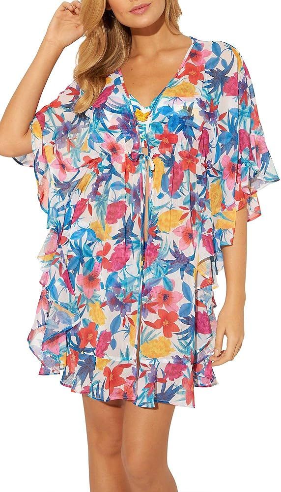 Bleu Rod Beattie A Place in The Sun Open Front Ruffle Caftan Cover-Up | Amazon (US)