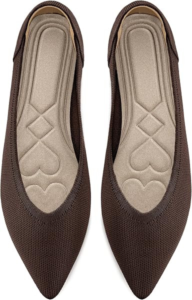 HARENCE Women's Flats Ballet Shoes: Comfortable Pointed Toe Soft Knit Flat Casual Slip On Work Dr... | Amazon (US)