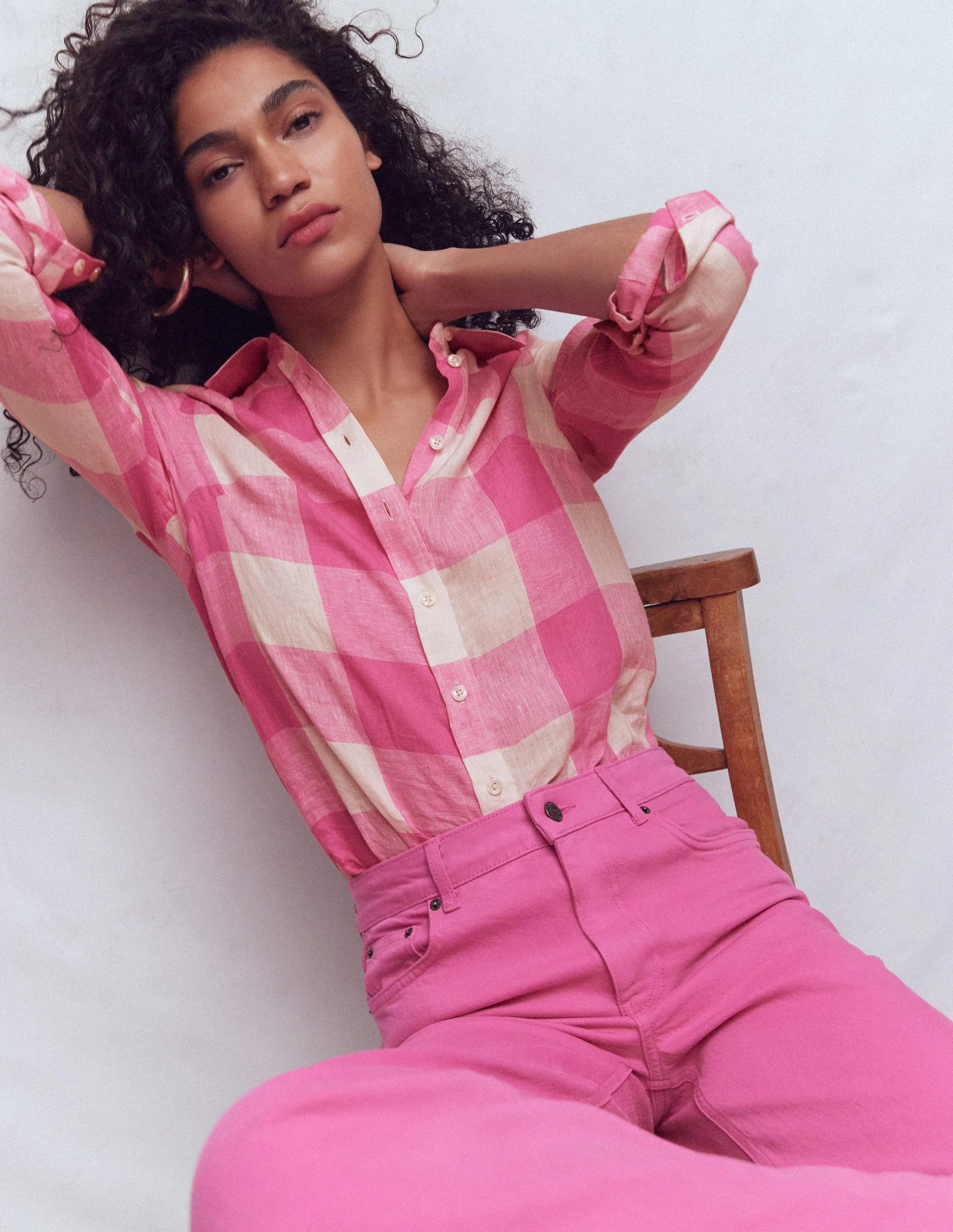 Sienna Linen Shirt-Pink Punch Gingham | Boden (US)