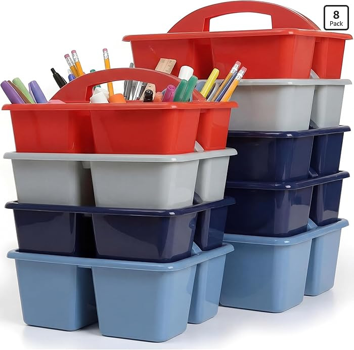 Kathfly 8 Pack Caddy Organizer with Handle, Stackable Organization Storage, Small Plastic Basket ... | Amazon (US)