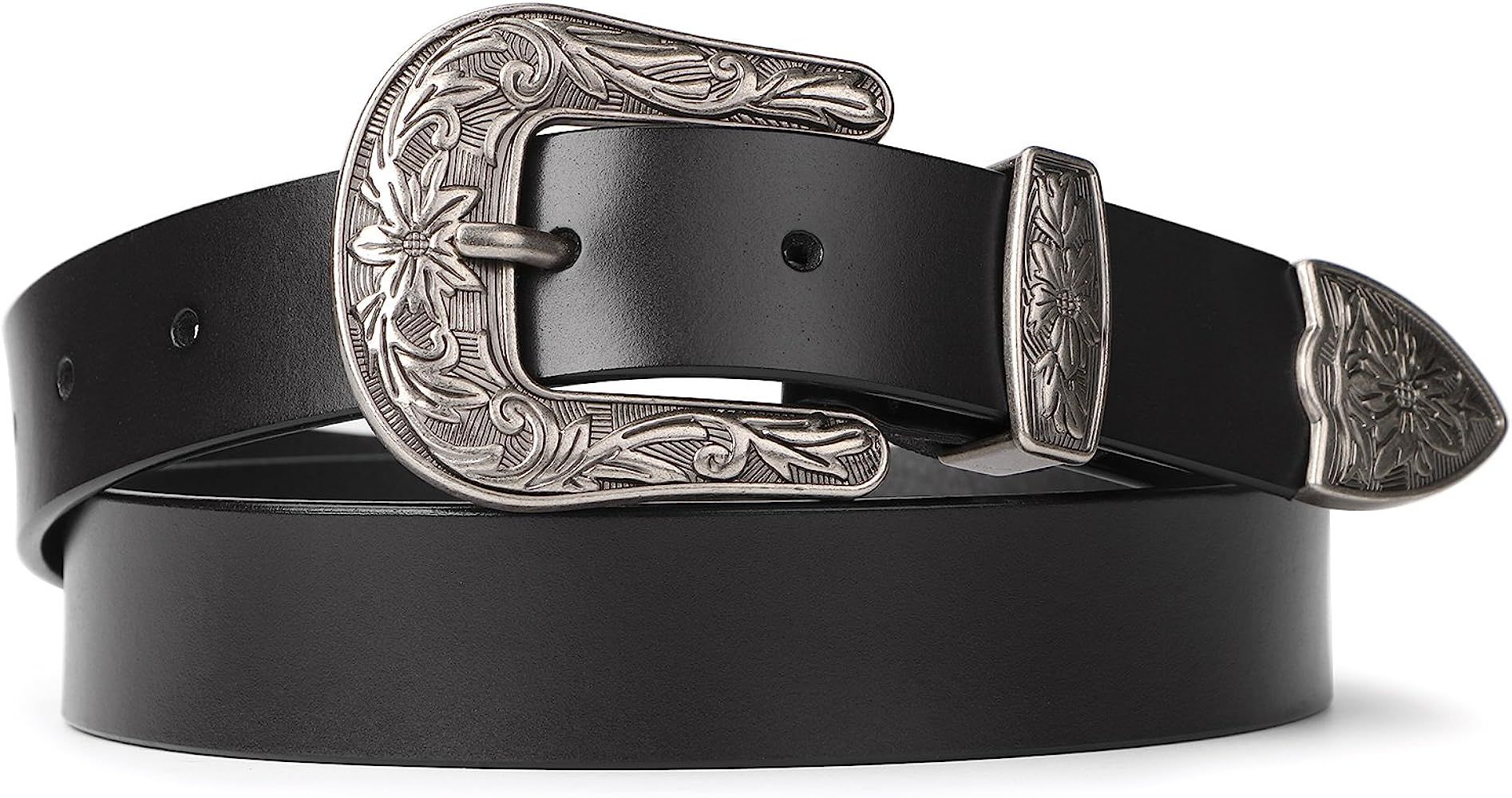 SUOSDEY Fashion Leather Belts for Women with Vintage Metal Buckle Belt | Amazon (US)