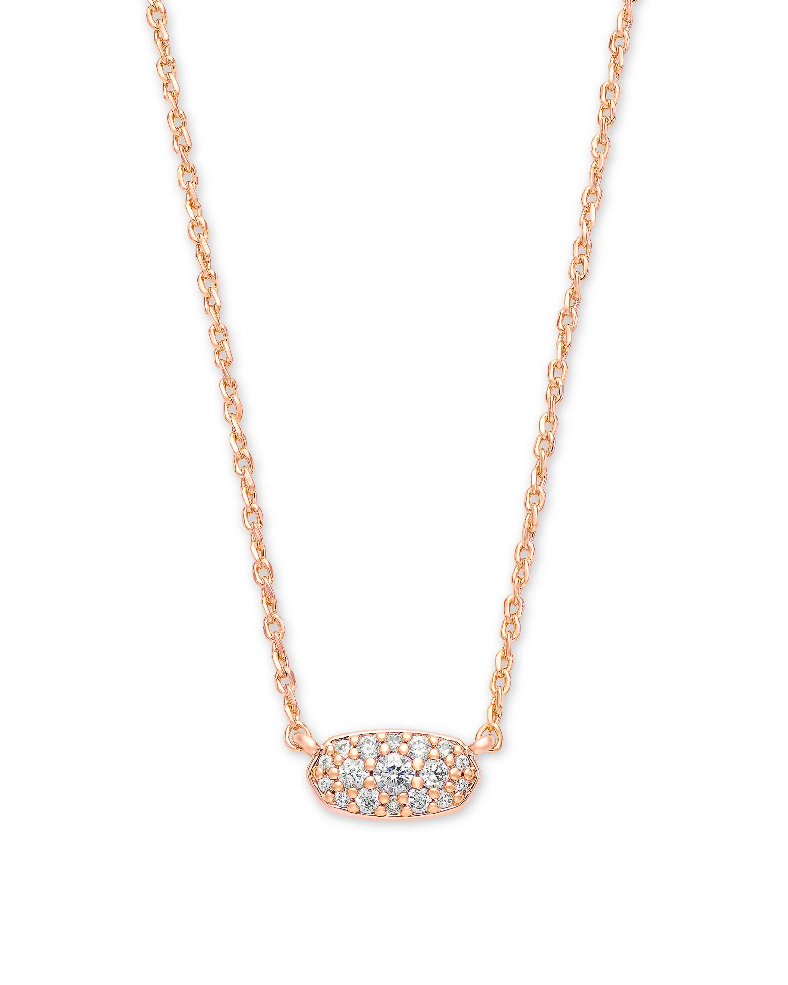 Grayson Rose Gold Pendant Necklace in White CZ | Kendra Scott