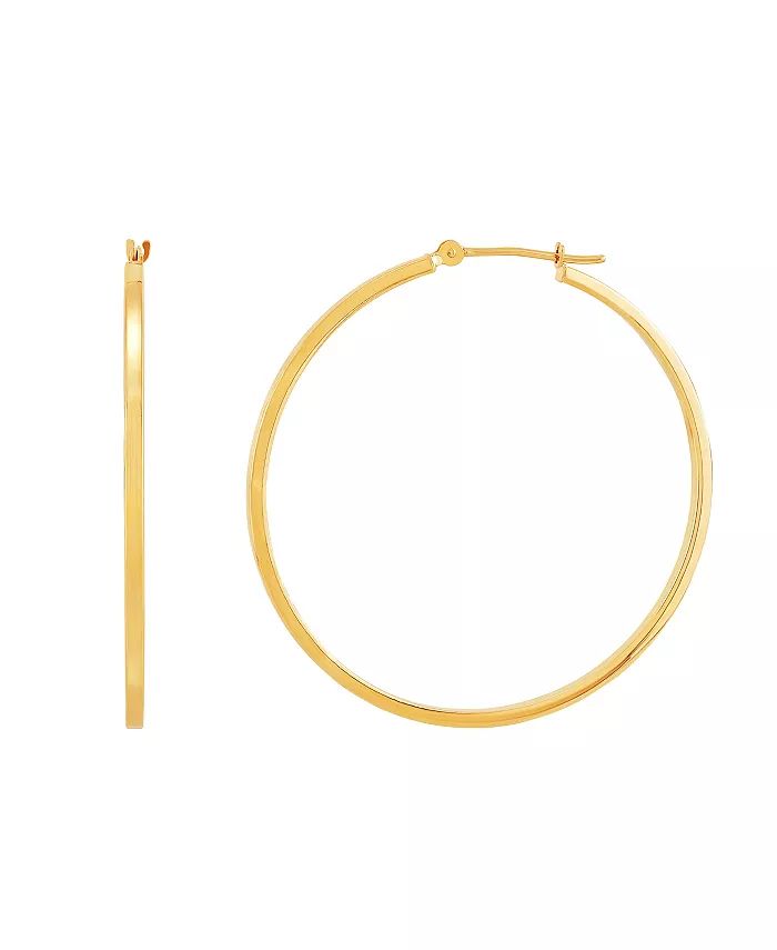 Medium Flat-Edge Hoop Earrings in 10k Gold (Also in 10k Rose Gold and 10k White Gold), 1-1/2" | Macy's