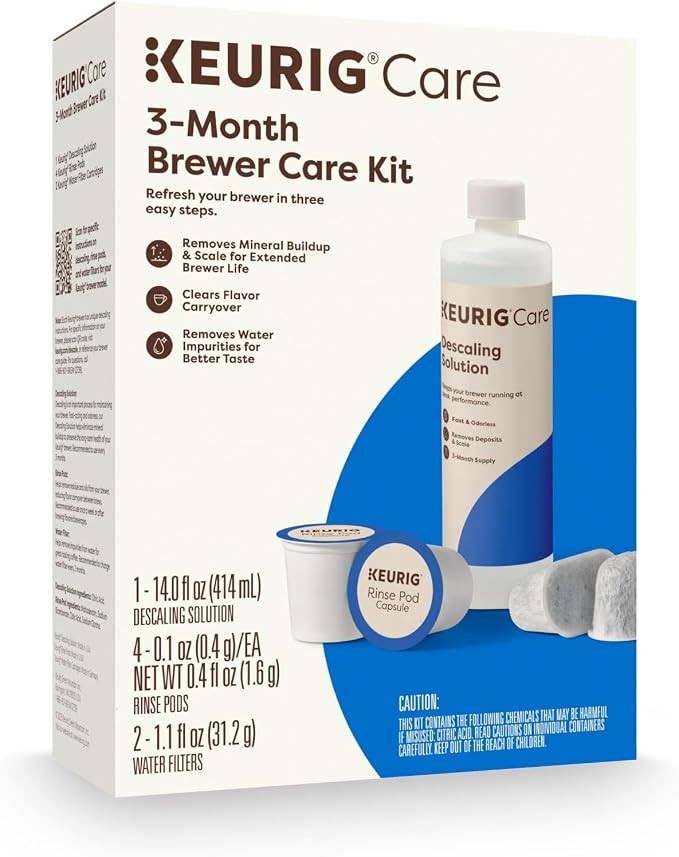 Keurig 3-Month Brewer Maintenance Kit Includes Descaling Solution, Water Filter Cartridges & Rins... | Amazon (US)