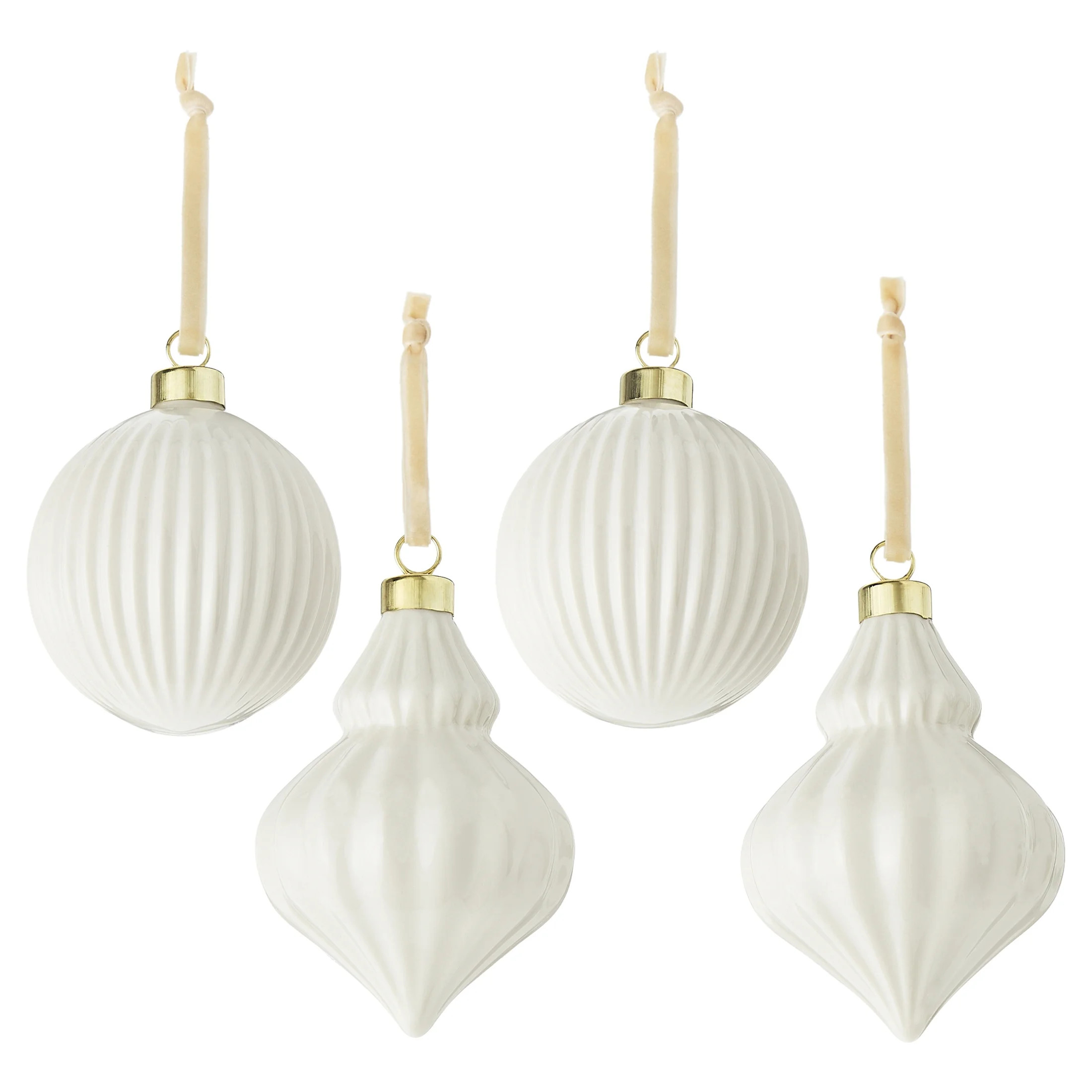 4 Count White Ceramic Christmas Ornaments, by My Texas House | Walmart (US)