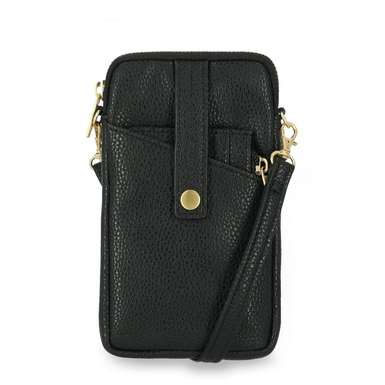 Time and Tru Women's Lanie Phone Vinyl Wallet, Solid Black | Walmart (US)