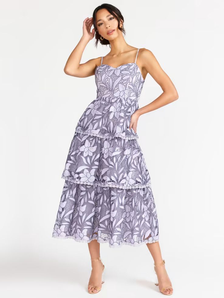 Floral Crochet Lace Tiered Midi Dress - Just Me | New York & Company