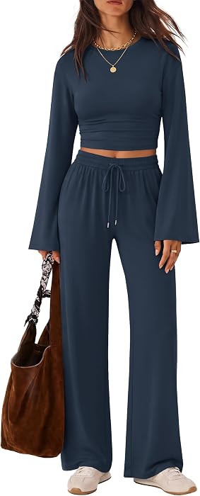 ZESICA Women's Two Piece Outfits 2026 Fall Matching Lounge Sets with Pocket | Amazon (US)