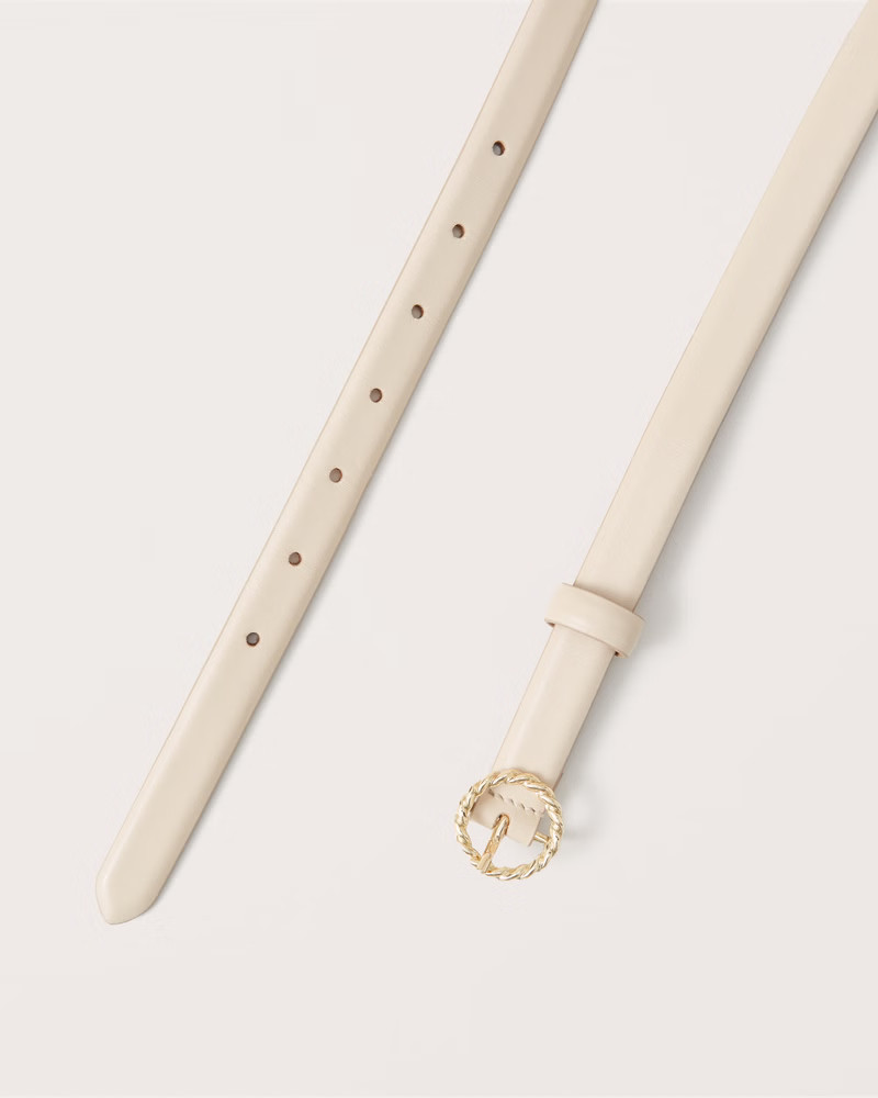 Women's Skinny Leather Circle Buckle Belt | Women's Accessories | Abercrombie.com | Abercrombie & Fitch (US)