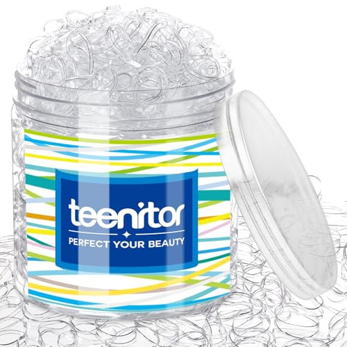 Teenitor Clear Elastic Hair Bands, 2000pcs Mini Hair Rubber Bands, Hair Ties, Soft Hair Elastics Ties, 2mm in Width and 30mm in Length | Amazon (US)