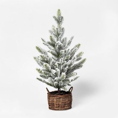 2ft Faux Flocked Pine Tree in Basket Medium - Threshold™ | Target