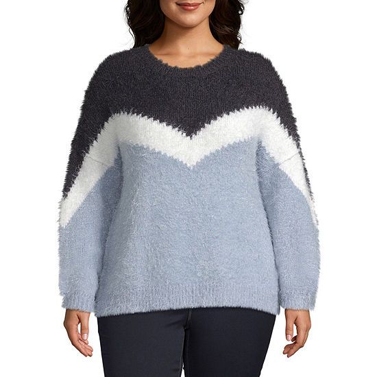 a.n.a Womens Crew Neck Long Sleeve Pullover Sweater -Plus | JCPenney