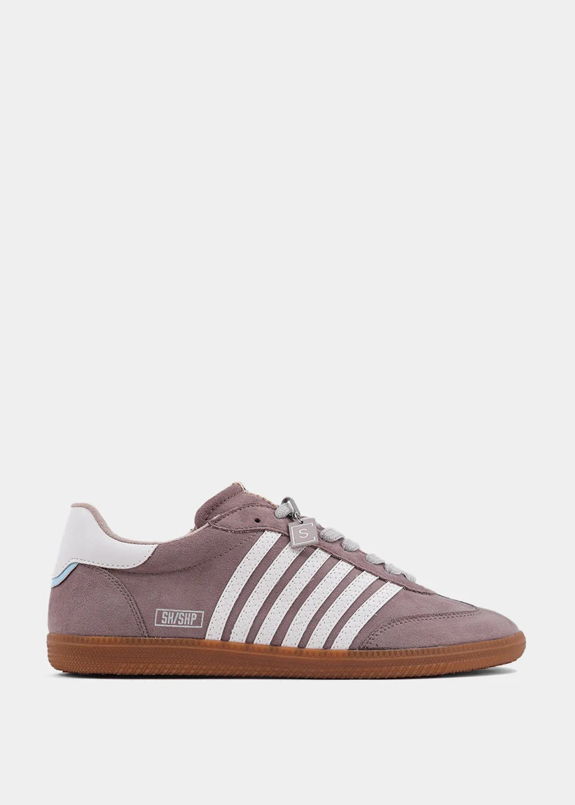 STEVIE Taupe Suede Sneaker | Retro Sport Style with Modern Edge | SHUSHOP