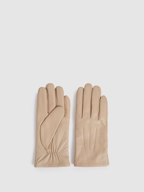 Reiss Soft Camel Gabrielle Leather Gloves | Reiss US