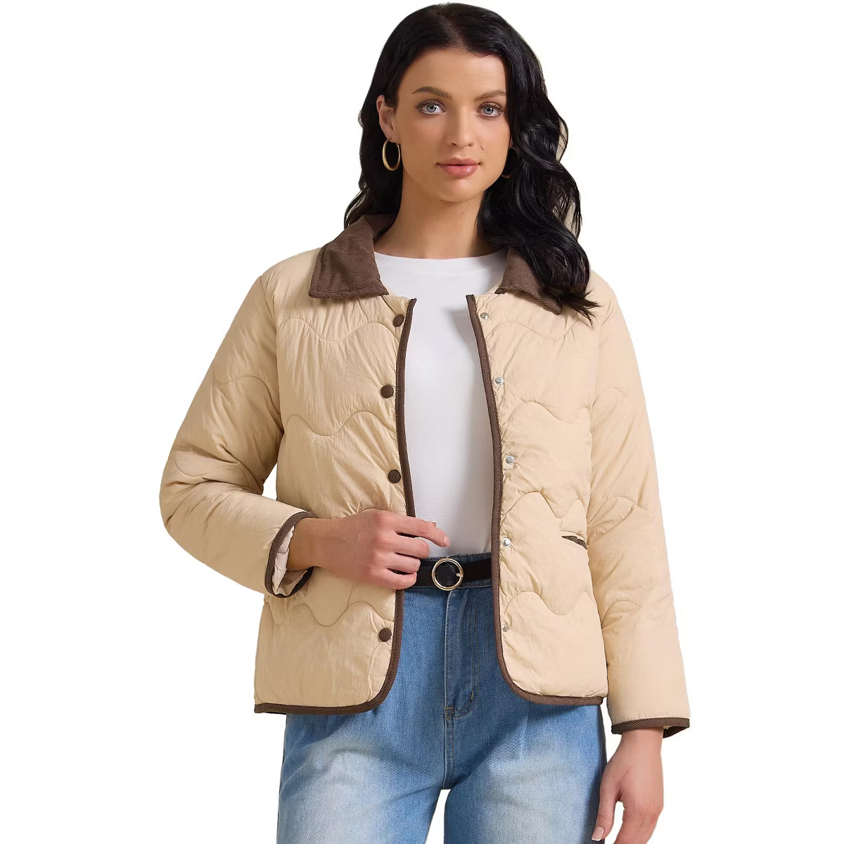 INSPIRE CHIC Women's Casual Long Sleeve Button Down Padded Outerwear Puffer Jacket | Target