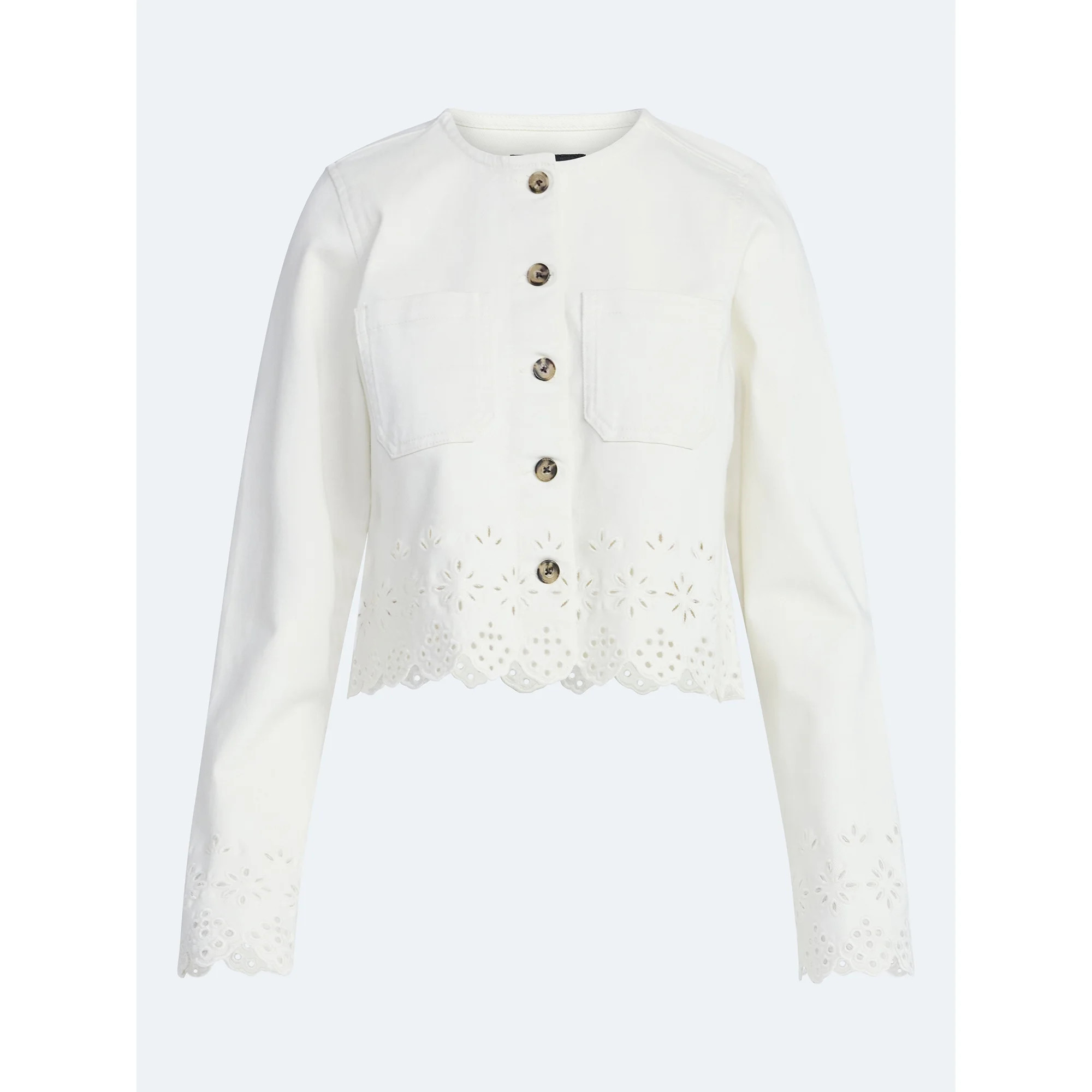 Free Assembly Women's and Women's Plus Embroidered Eyelet Denim Jacket, Sizes XS-4X | Walmart (US)