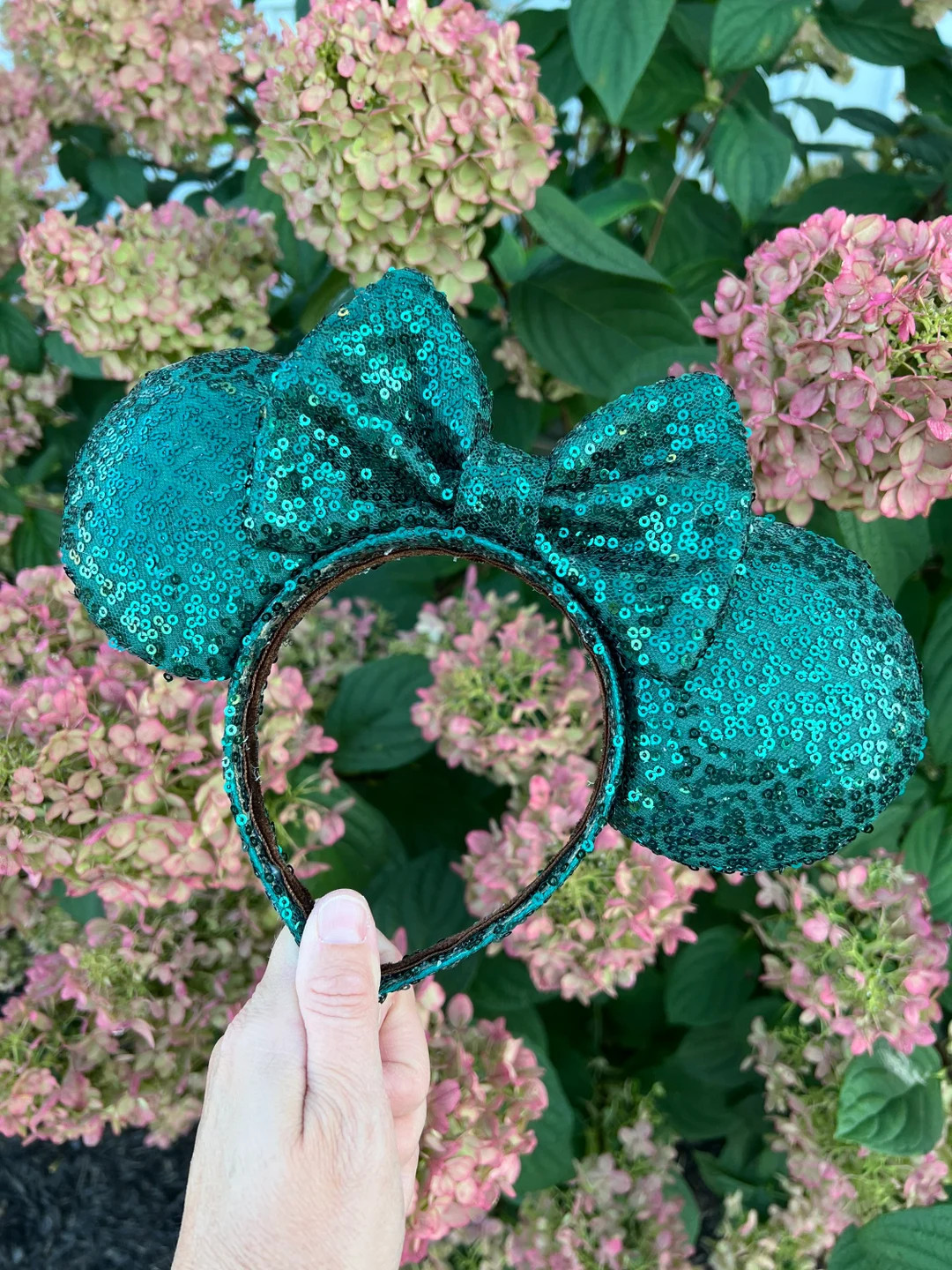 Dark Green Sequin Ears With Wrapped Headband - Etsy | Etsy (US)