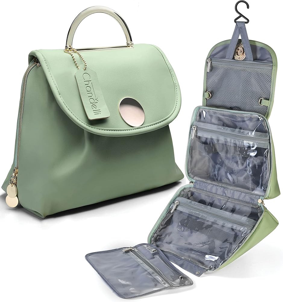 CHANDELLI Travel Makeup Bag Organizer, Fashionable Toiletry Travel Bag with Hanging Hook for Full &  | Amazon (US)