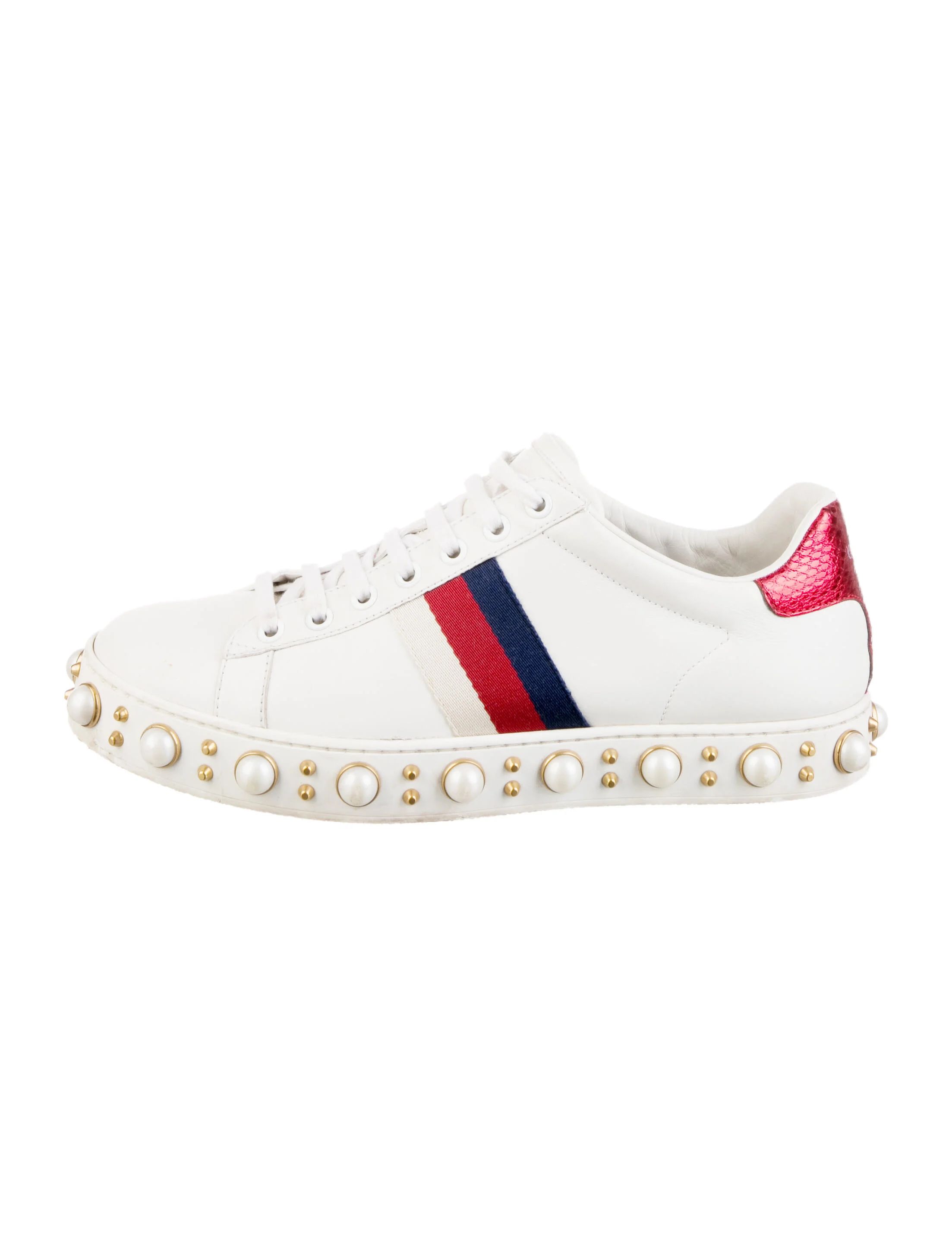 Sylvie Web Accent Leather Sneakers | The RealReal