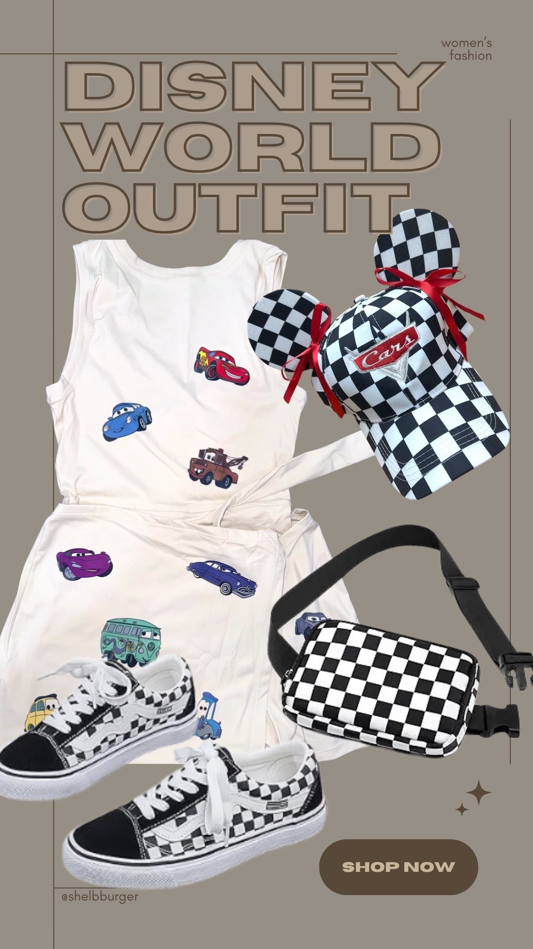 Women’s Disney World Disney’s Cars active dress outfit with checkered shoes and accessories 
Summer vacation
Spring break

#LTKTravel