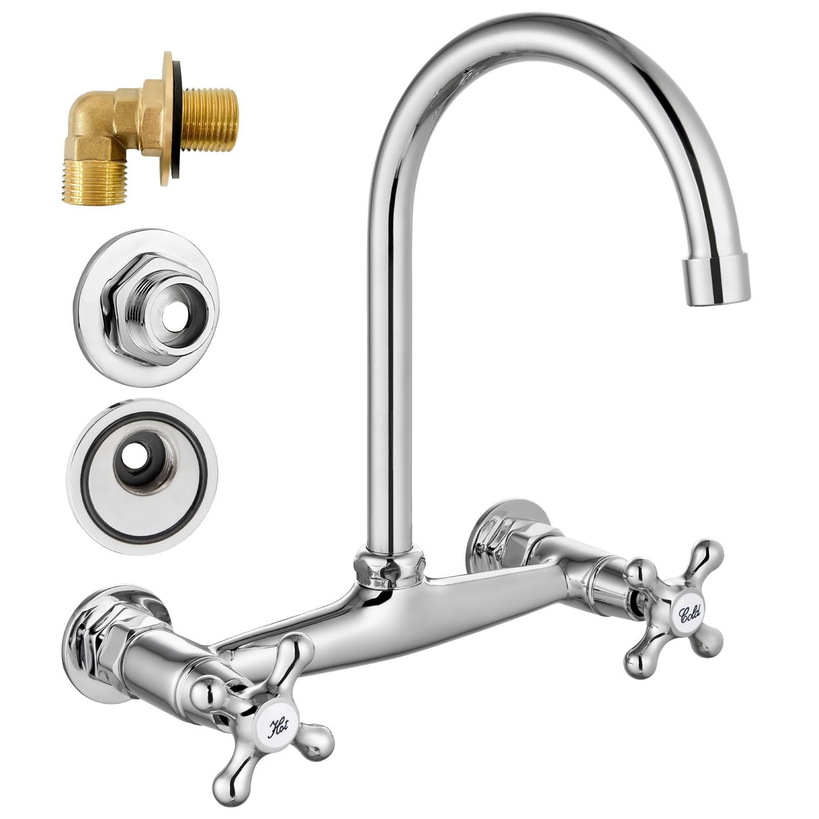 Airuida Chrome Polish Wall Mount Kitchen Faucet, Wall Mounted Commercial Sink 8 Inches Center Fau... | Amazon (US)