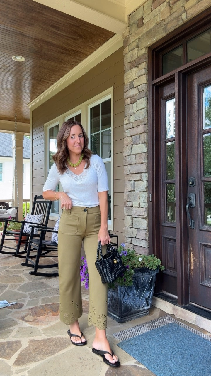Fall outfit idea. Lace trim Henley. Colette pant. 
Top XS. Pants 25 regular length

#LTKootd #LTKSeasonal #LTKOver40