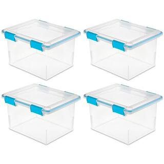 19334304 32 Quart Gasket Box with Clear Base and Lid (4 Pack) | The Home Depot