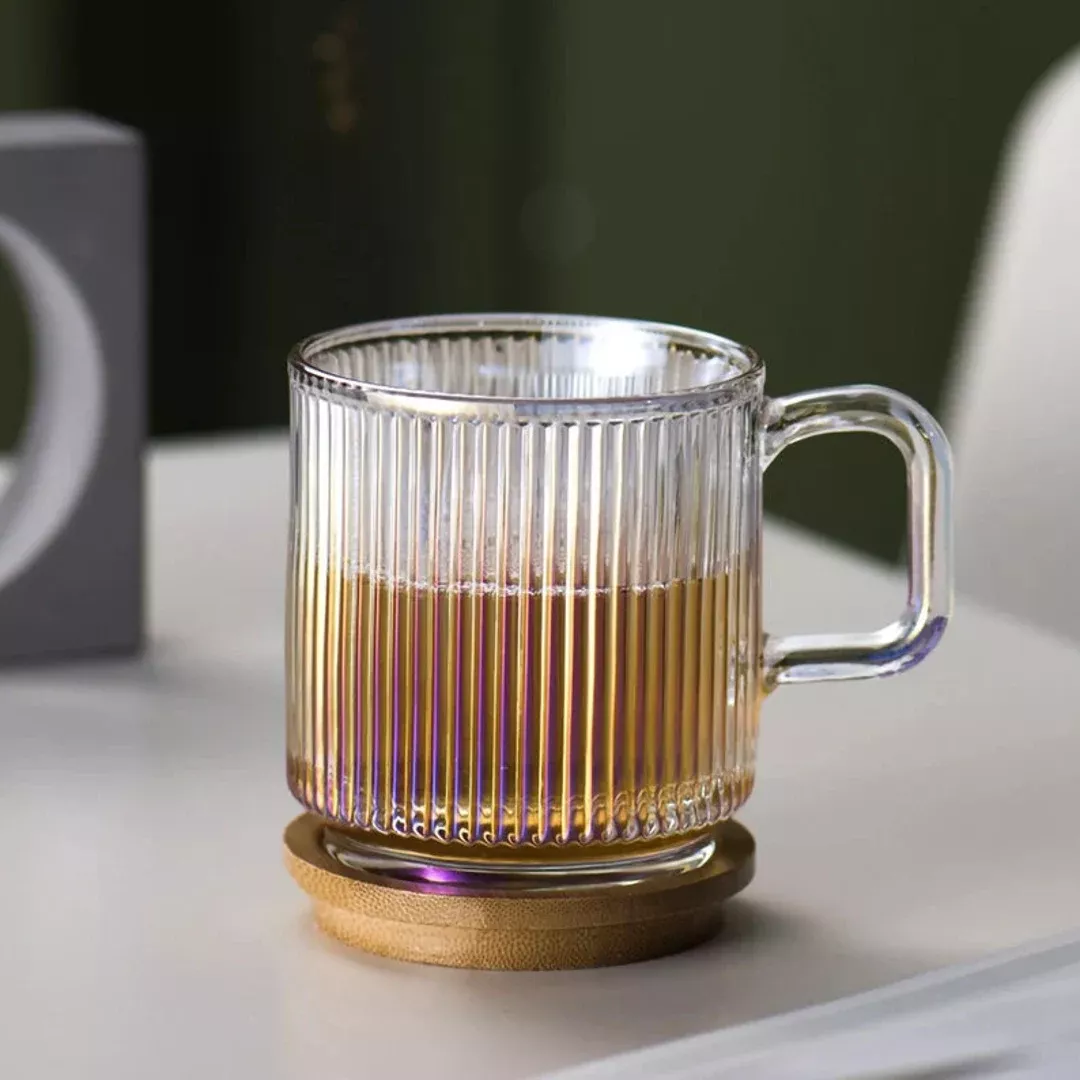 Ribbed Glass Coffee Cup With Straw — LITTLE CRAFTS LONDON