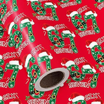 WRAPAHOLIC Funny 67 Christmas Wrapping Paper Roll - Mini Roll - 17 Inch x 16.5 Feet - Red 67 Meme... | Amazon (US)