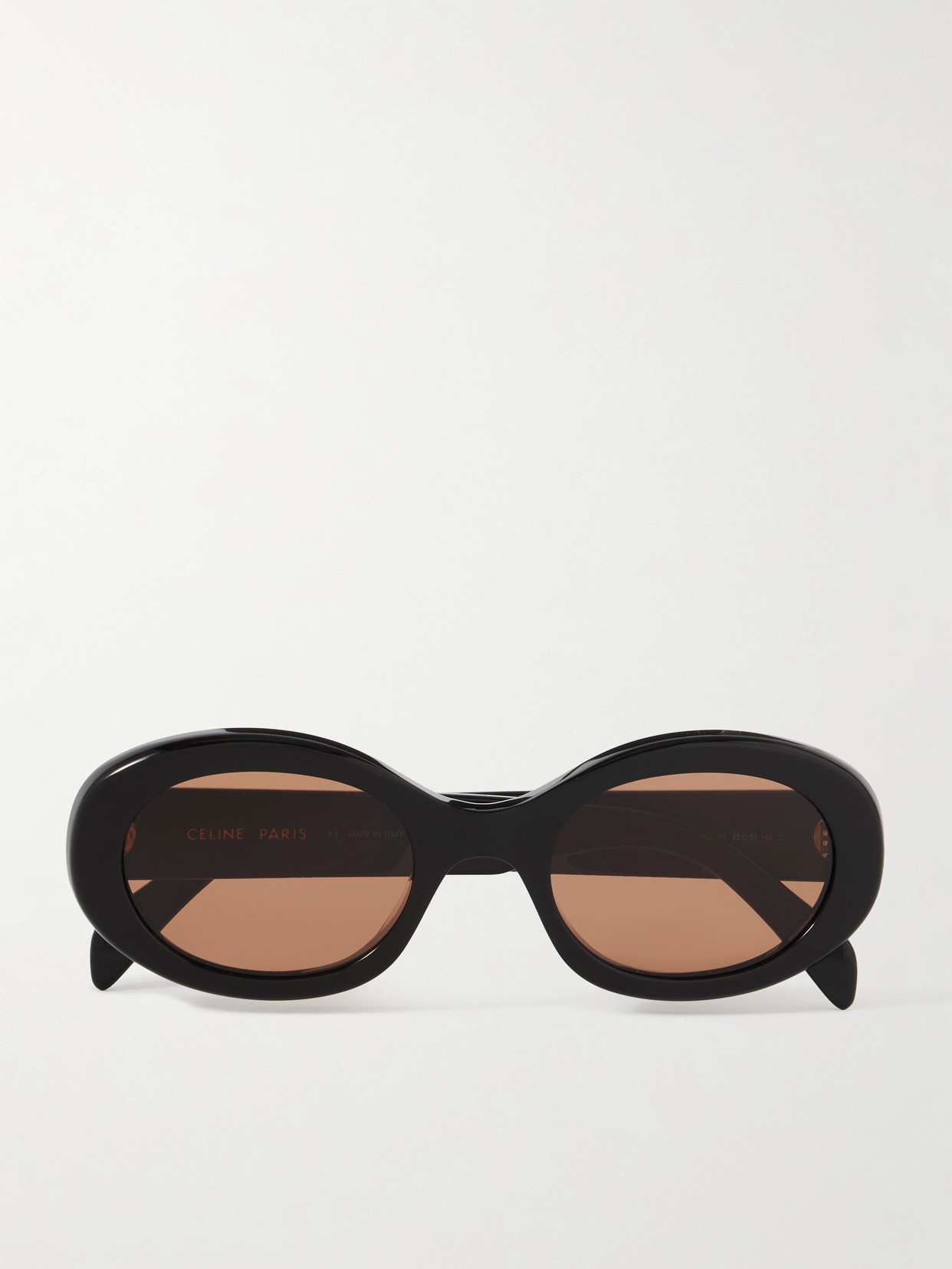 CELINE Eyewear - Triomphe Oval-frame Acetate Sunglasses - Black | NET-A-PORTER (US)