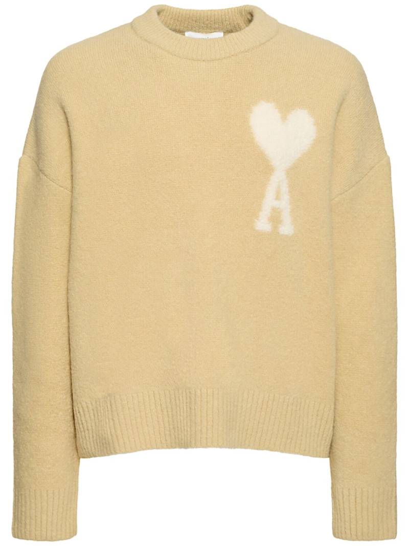 Logo alpaca blend knit crewneck sweater | Luisaviaroma