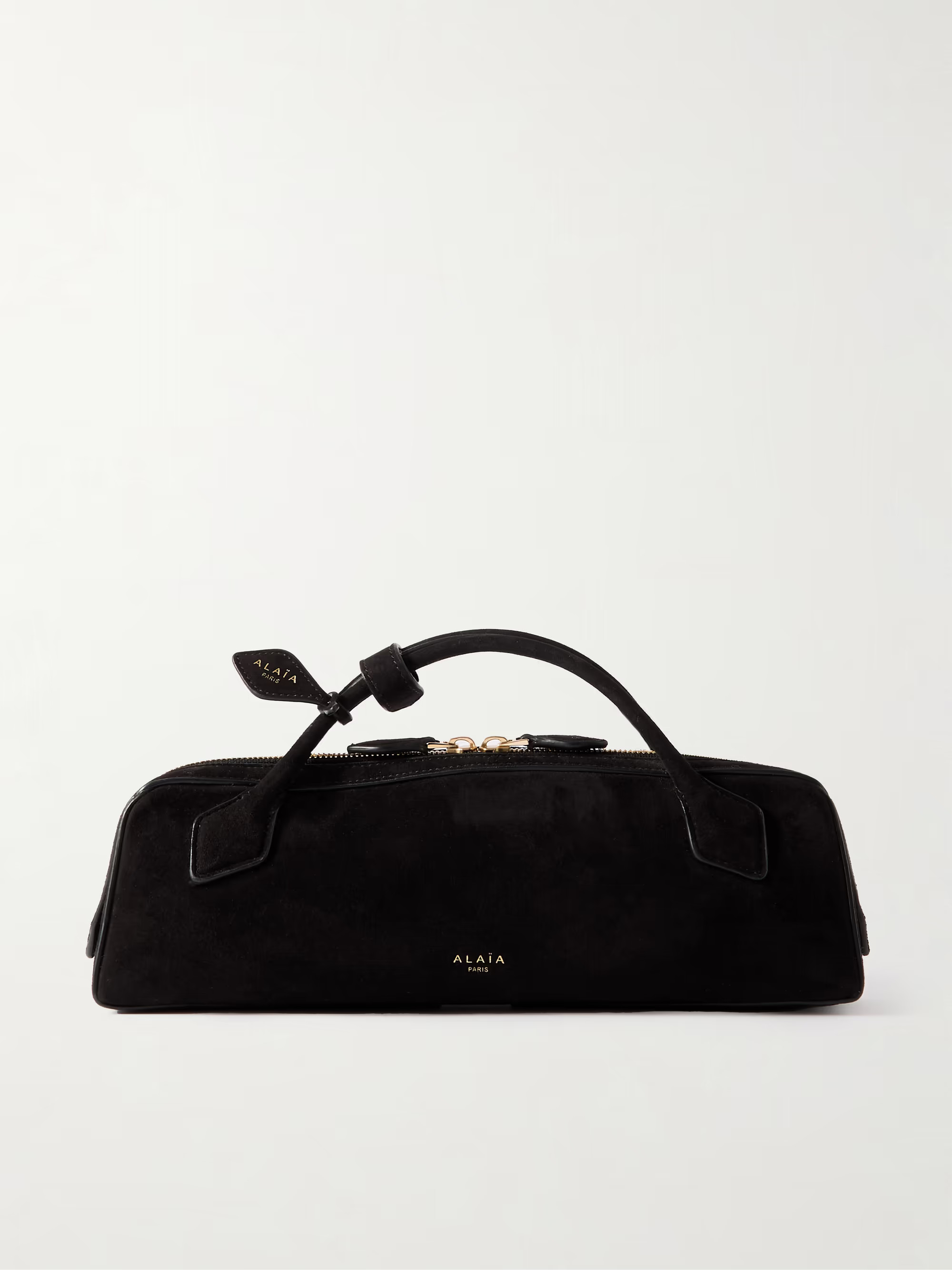 Le Teckel leather-trimmed suede clutch | NET-A-PORTER (US)