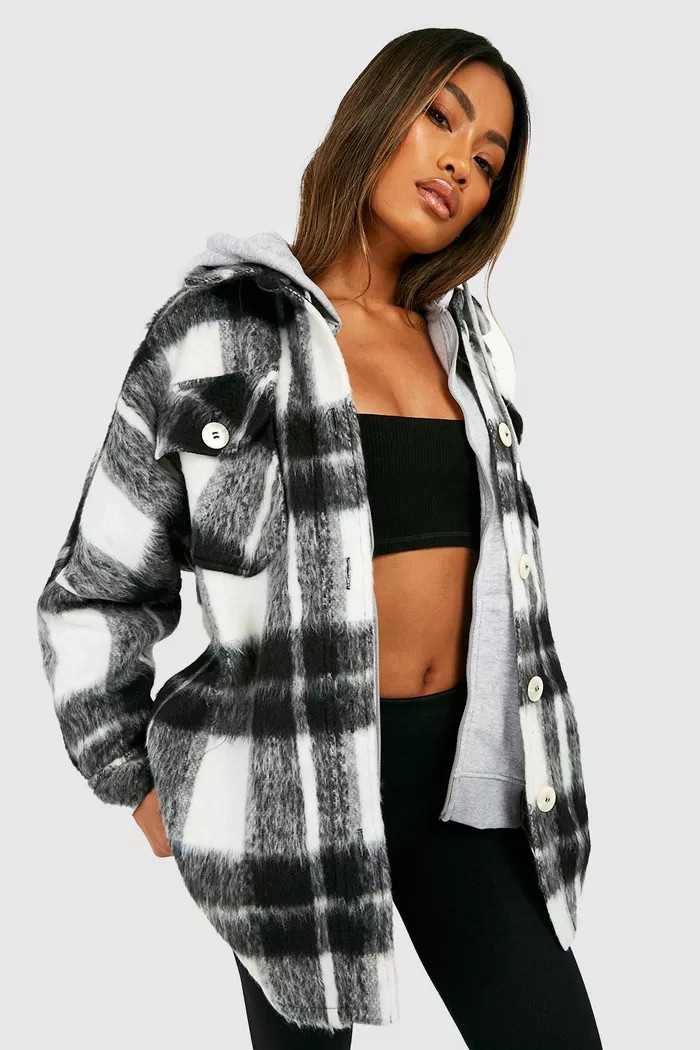 Brushed Oversized Check Shirt | Boohoo.com (UK & IE)
