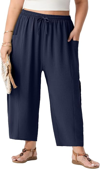 Plus Size Pants for Women High Waisted Wide Leg Palazzo Work Pants with Pocket Lightweight Flowy Boho Fall Outfits 2026 | Amazon (US)